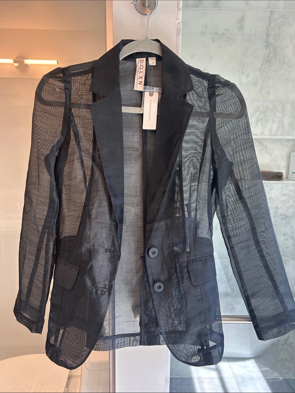 dolan Sheer Black Notch-Lapel Blazer